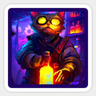 Futuristic Cat is a SciFi Mixologist Sticker